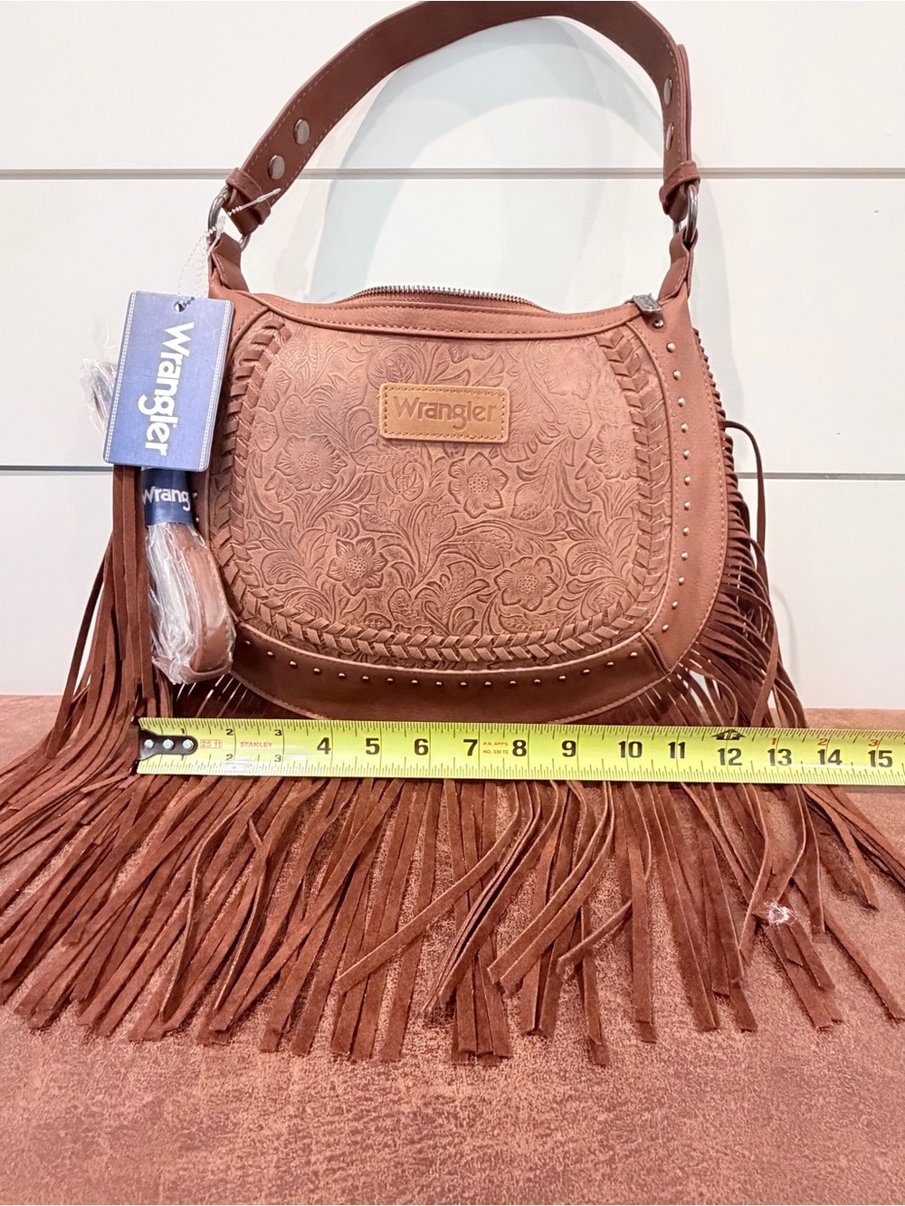 Wrangler Western Fringe Hobo Bag Glam Boho Coastal Cowgirl Festival Hippie - Picture 5 of 8